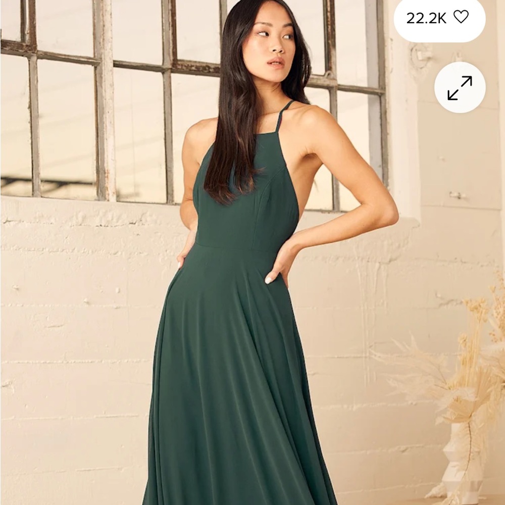 Lulu's Forest Green Backless Dress